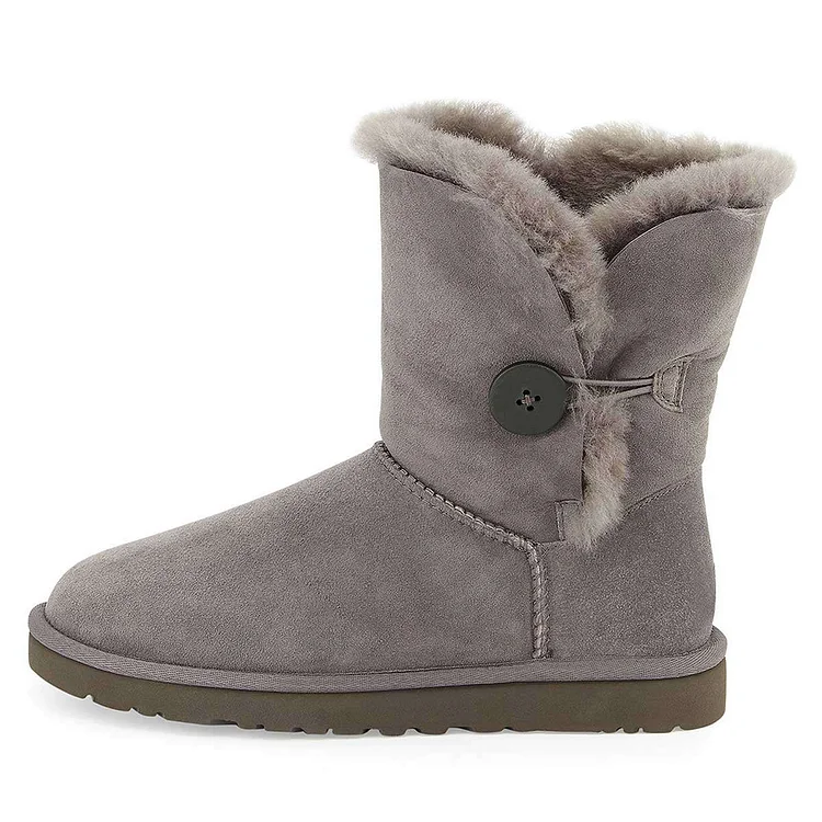 Grey Flat Winter Boots Suede Material Vdcoo