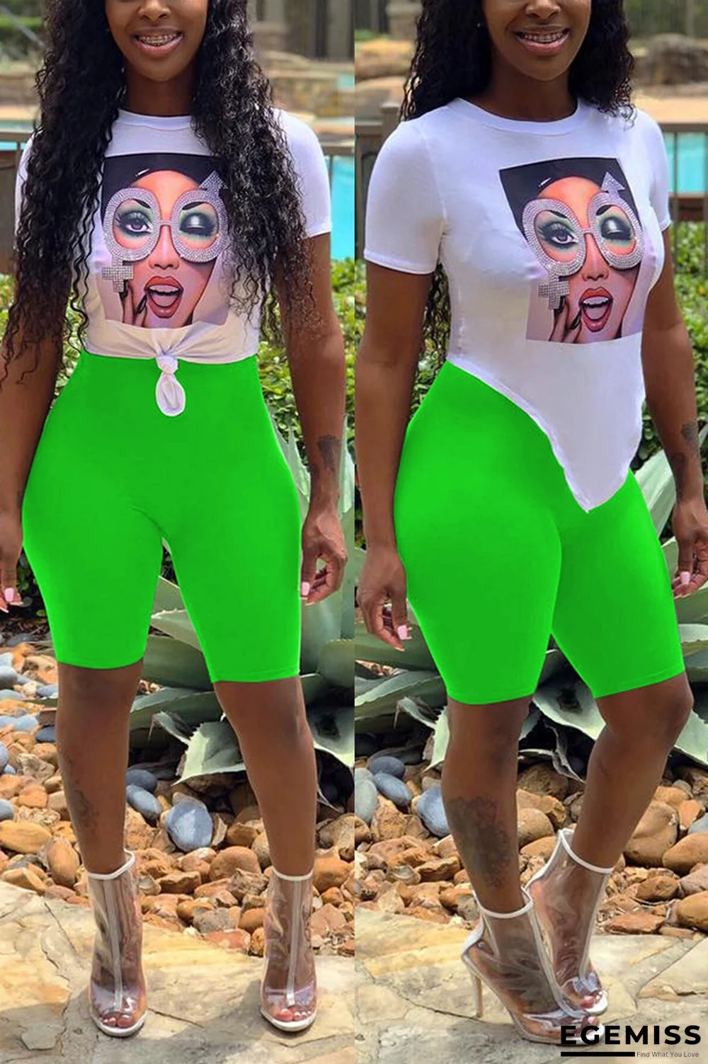 Green Fashion Irregular Two-piece Set | EGEMISS