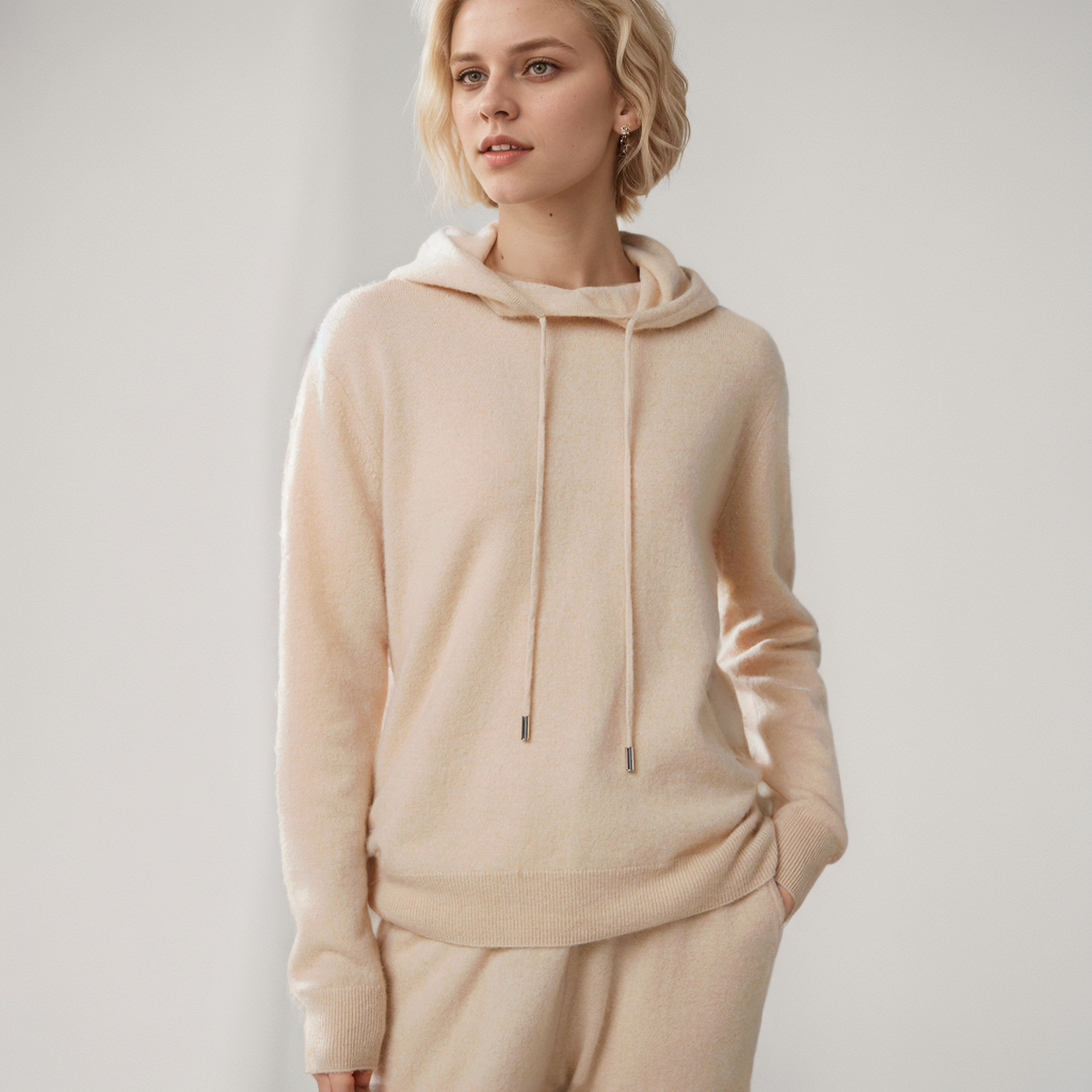 Women's Cashmere Hoodie Sweater Loose and Warm REAL SILK LIFE