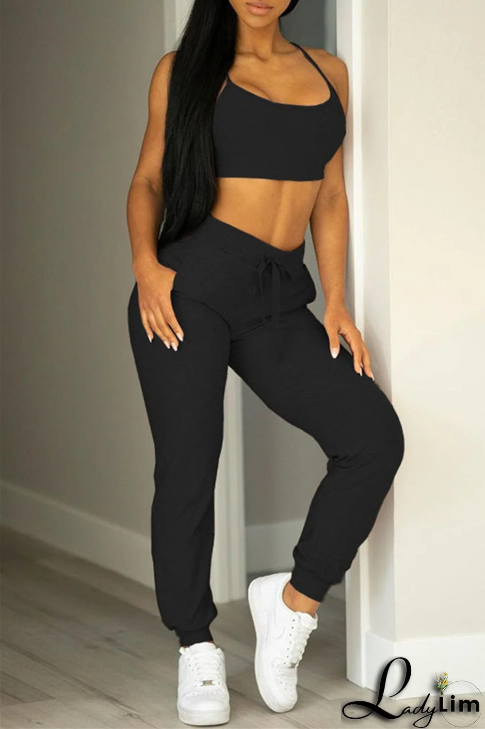 Pink Casual Sportswear Solid Cardigan Vests Pants Long Sleeve Three-piece Set