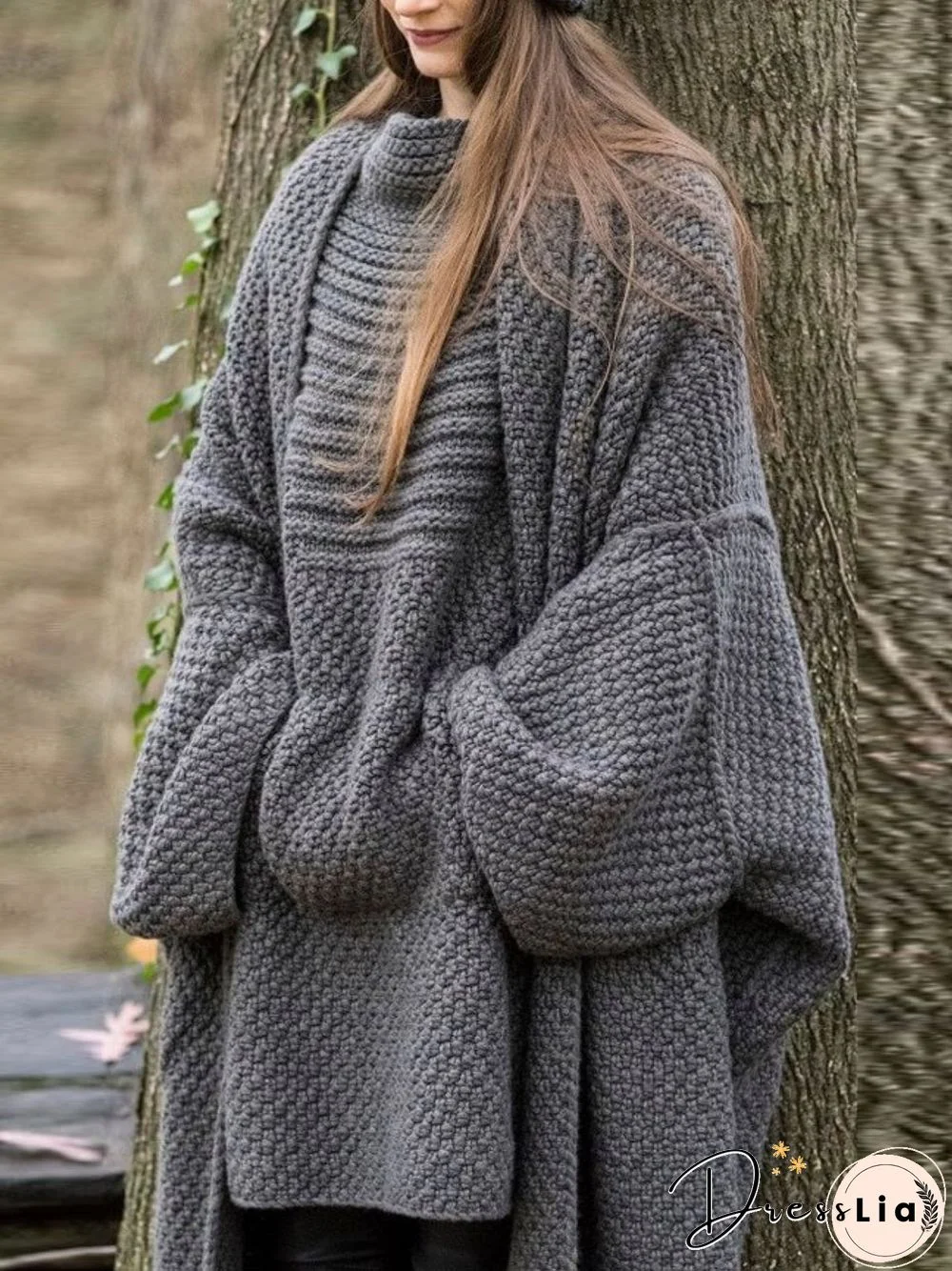 Casual Knitted Shift Solid Sweater