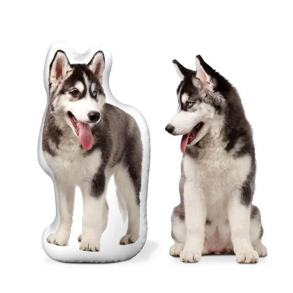 Custom Cute Husky Body Shape Pillow| Body Shaped Pillow | One/Double Sides Print | Create Your Own Cute Pillow | Surprise Gift Dolls and Toys