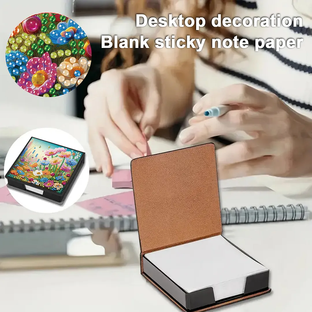 Garden PU DIY 5D Diamond Painting Note Box w/160 Sheets for Office Home School