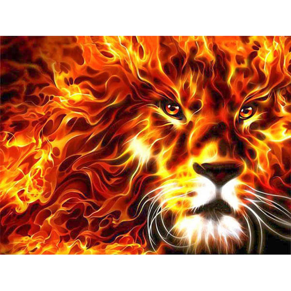 

Flaming Lion - Square Drill Diamond Painting - 30*40CM, 501 Original
