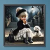 Vie d&rsquo;animaux de compagnie fille-plein diamant rond peinture-30 * 30cm