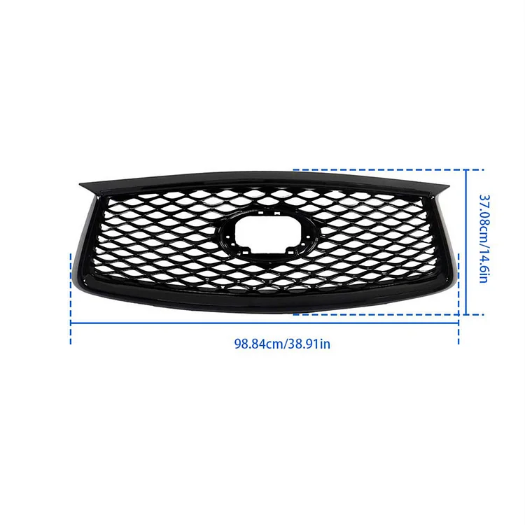 SEBLAFF Front Upper Grille without Camera Hole Mesh Grill Gloss Black Replacement for 2019 2020 2021 2022 QX50