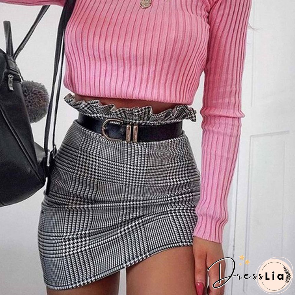 Summer Women Fashion Skirt Plaid Skirt