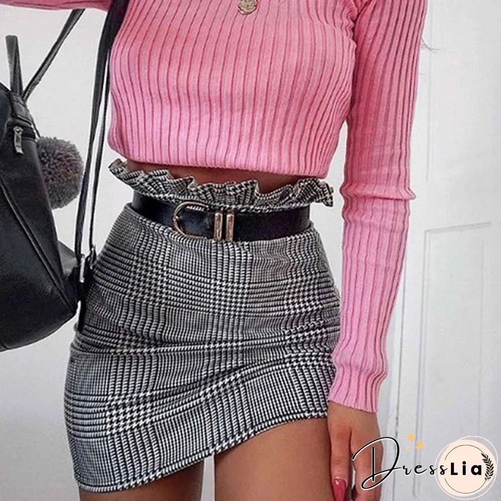 Summer Women Fashion Skirt Plaid Skirt