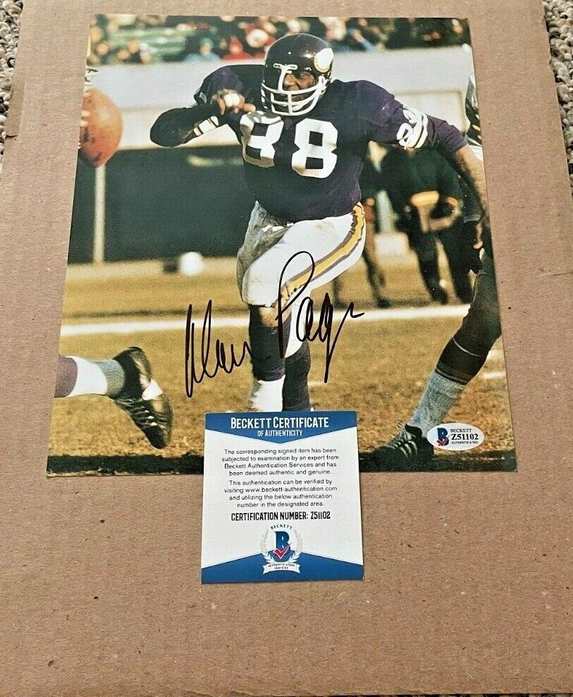 ALAN PAGE SIGNED MINNESOTA VIKING 8X10 Photo Poster painting Beckett CERTIFIED #3