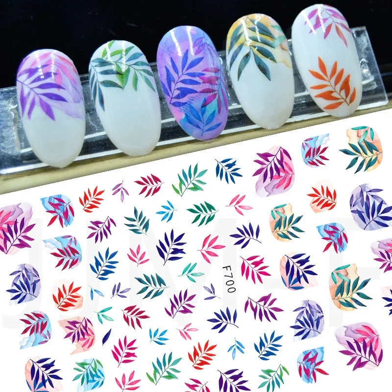 1pcs Black White 3D Nail Art Stickers Sliders Flowers Mandala Leaf Geometry Adhesive Nail Decals Foil Design Manicure-Nail Inspo