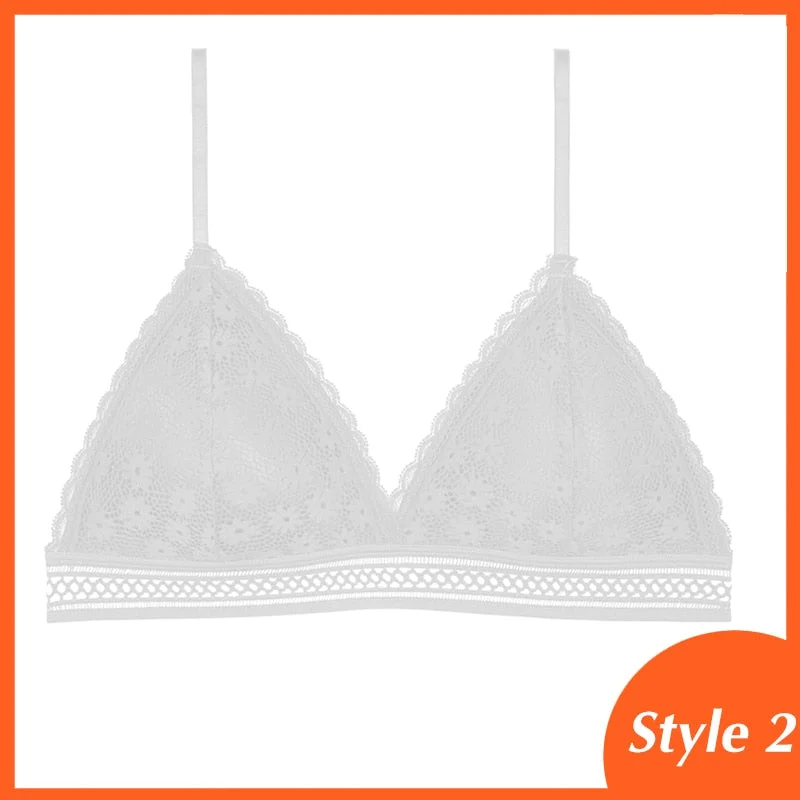 French Style Bralette Seamless Deep V Lace Bra Wireless Thin Underwear Sexy Lingerie Soft Push Up Bras For Women Hot