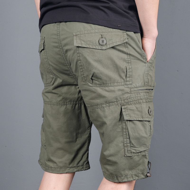 Men's Cotton Washed Five-point Pants Retro Beach Pants Men's Overalls Five-point Pants