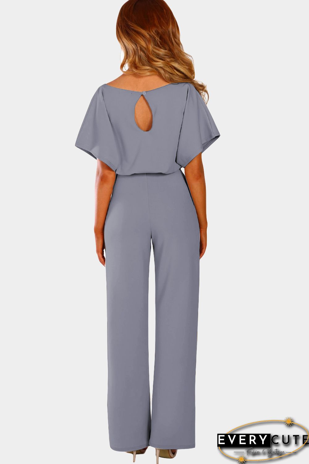 Gray Oh So Glam Belted Wide Leg Jumpsuit