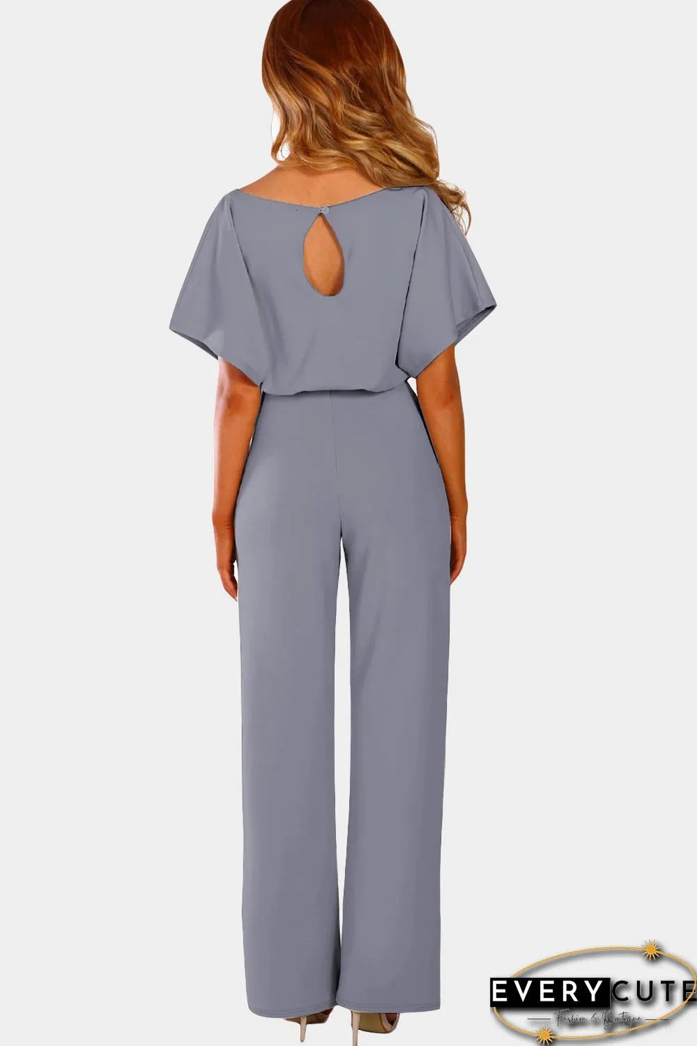 Gray Oh So Glam Belted Wide Leg Jumpsuit