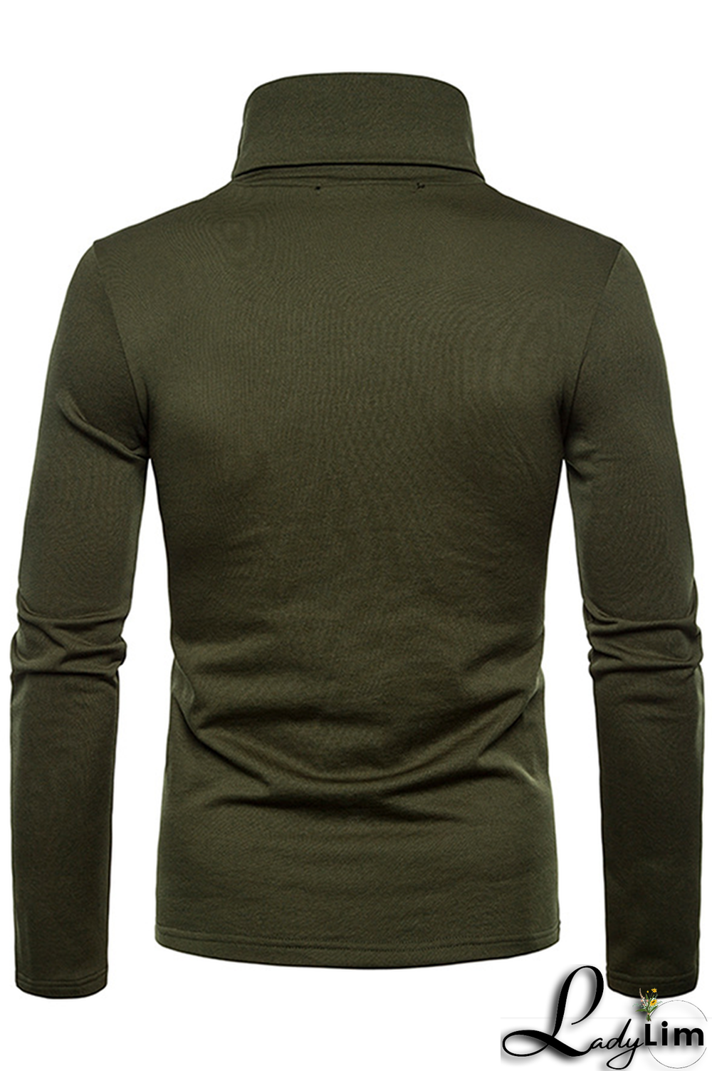 Navy Blue Fashion Casual Solid Split Joint Basic Turtleneck Tops