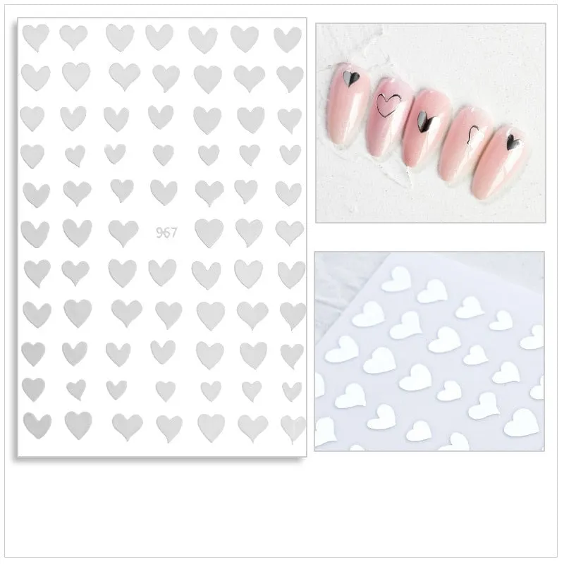 Black Red 3D Nail Sticker Self Adhesive Love Heart Star Butterfly Flower Nail Decals Slider DIY Nail Art Decoration-Nail Inspo