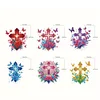 (US Local)6Pcs Acrylic Double Sided Cross Flower Diamond Painting Keychain for Bag Decor