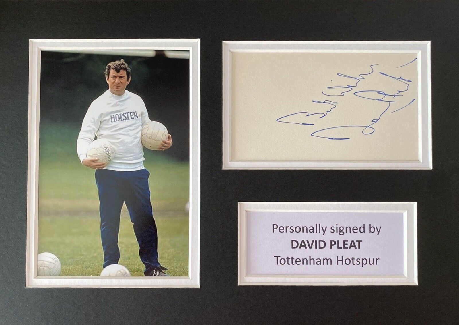 David Pleat Hand Signed White Card In A4 Tottenham Hotspur Mount Display