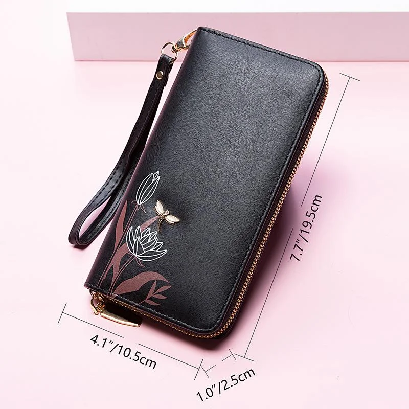 Wallet Long Girls New 2022 Zipper Clutch Dragonfly Pattern Wallet Card Bag