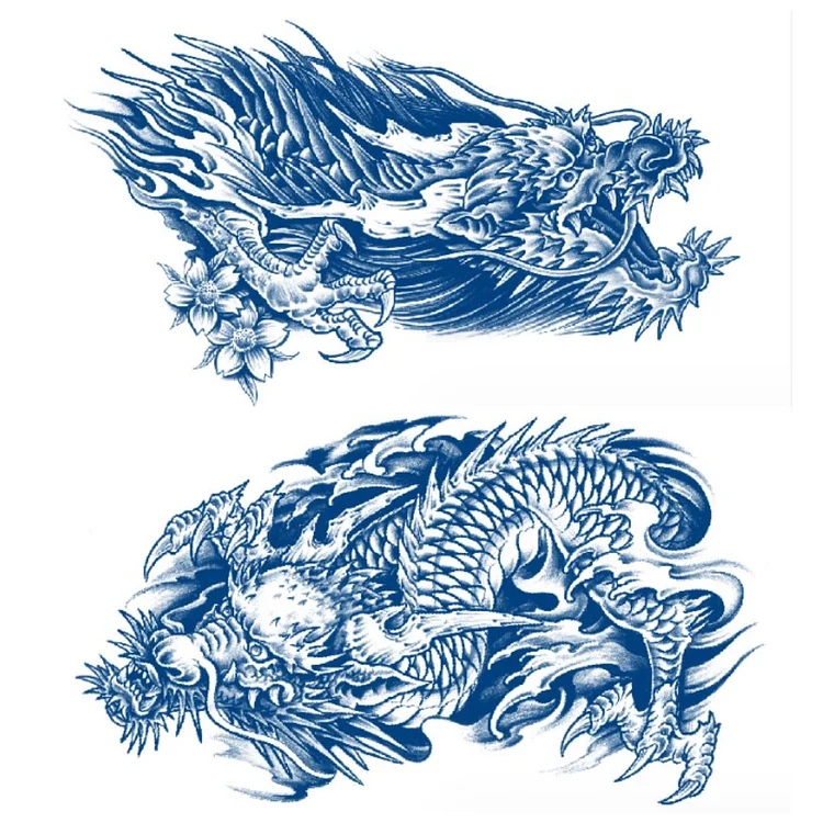 Men Temporary Tattoos Large Body Art Painting Shoulder Chest Arm Totem  Dragon | eBay