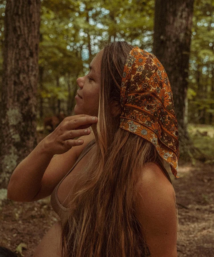 Silk Hippie Boho Bandana Unique Square Head Scarf Bohemian 