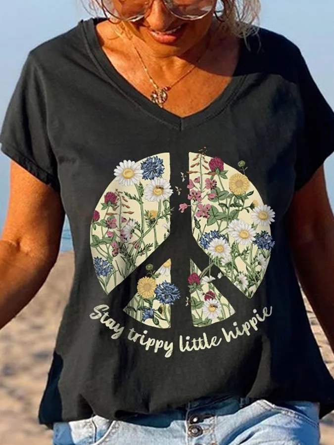 Daisy Wildflower Stay Trippy Little Hippie Graphic Tees