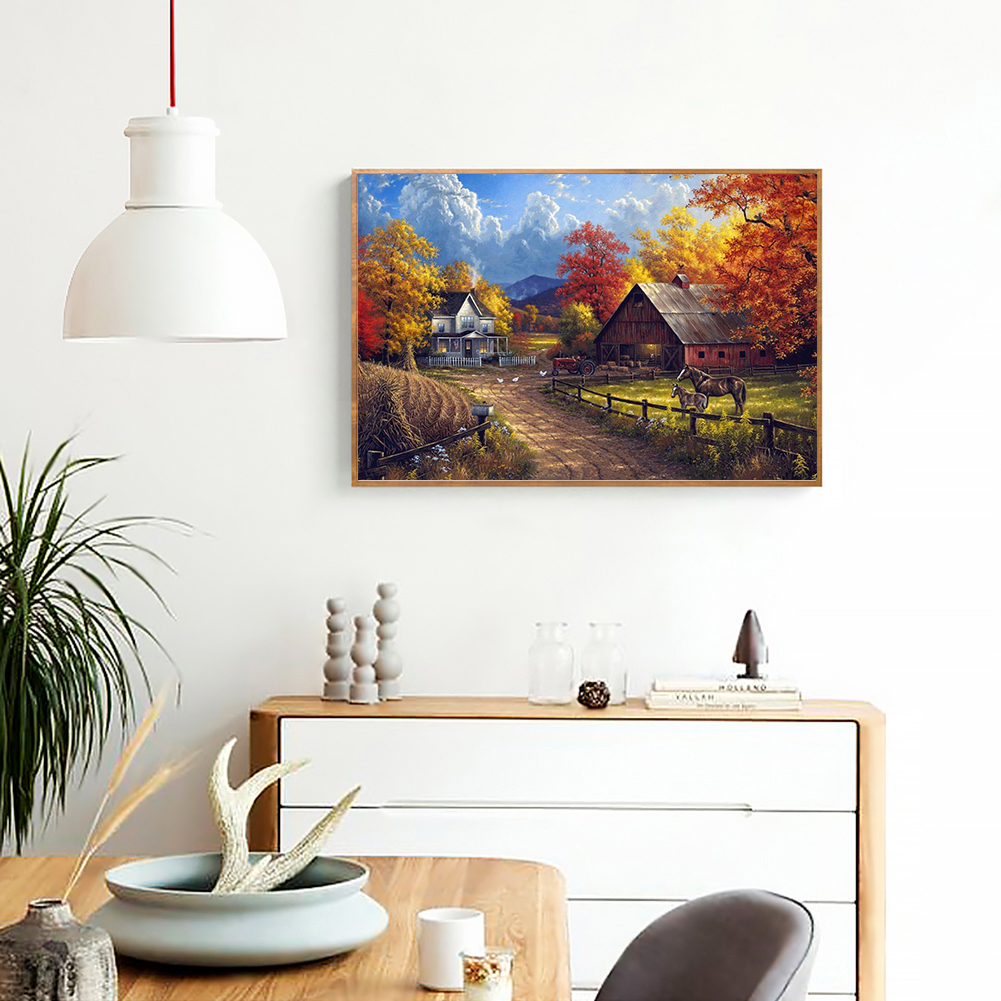 

(Multi-Size) Rural House - Round/Square Drill Diamond Painting - 40*30CM, Square diamond 30*40cm, 501 Original
