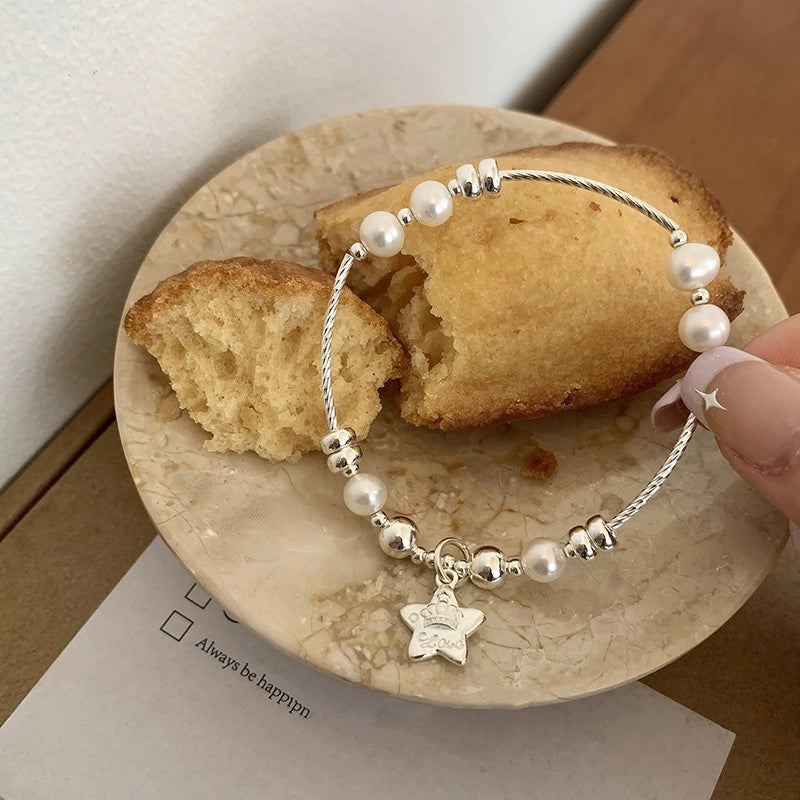 Korean-style Niche Heavy Industry Pearl Silver Beaded Bracelet Women’s Light Luxury Niche Exquisite Bracelet Trendy Bracelet For Girlfriends