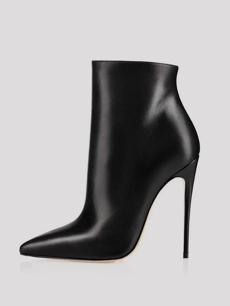 100mm Women's Closed Pointed Toe Stilettos Ankle Boots  Apricot Soles Party Wedding High Heel Pumps