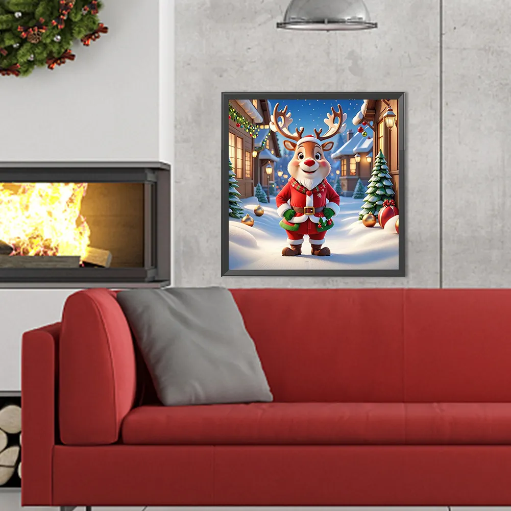 Diamond Painting - Full Round Drill - Christmas Deer(Canvas|40*40cm)