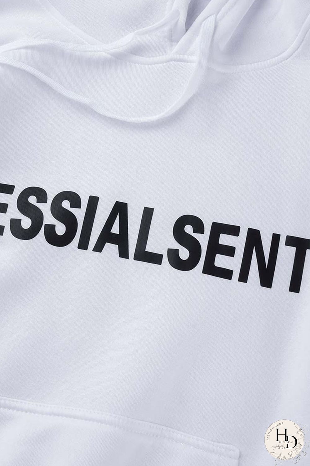 White Casual Print Patchwork Hooded Collar Long Sleeve Two Pieces