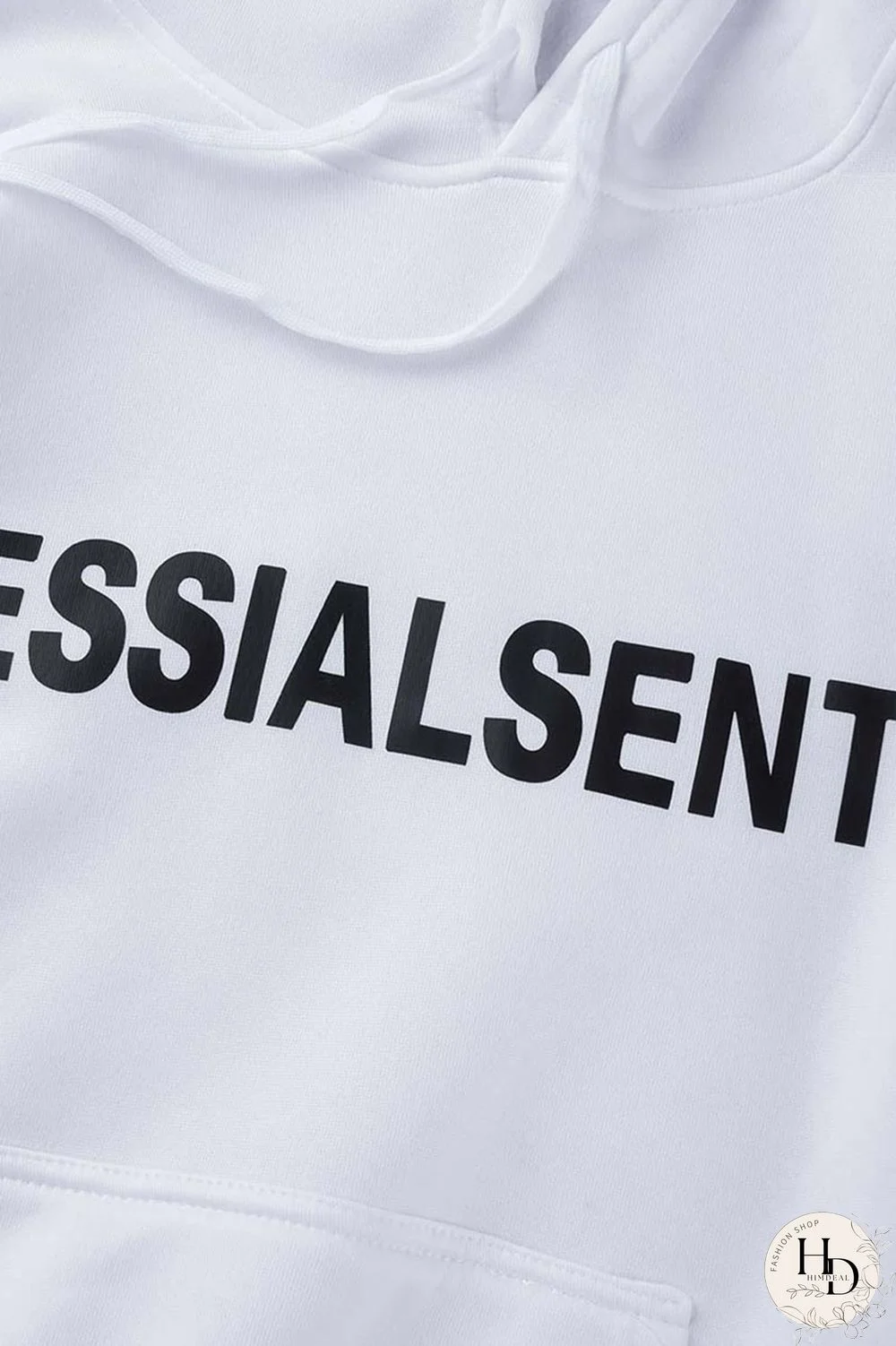 White Casual Print Patchwork Hooded Collar Long Sleeve Two Pieces