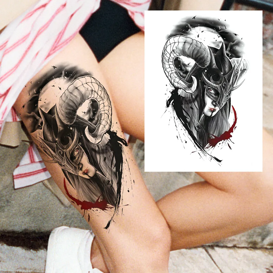 Sdrawing Mouth Skeleton Temporary Tattoos For Women Men Child Boys Halloween Fake Clown Tattoo Sticker Owl Skull Demon Tatoo Body Arm