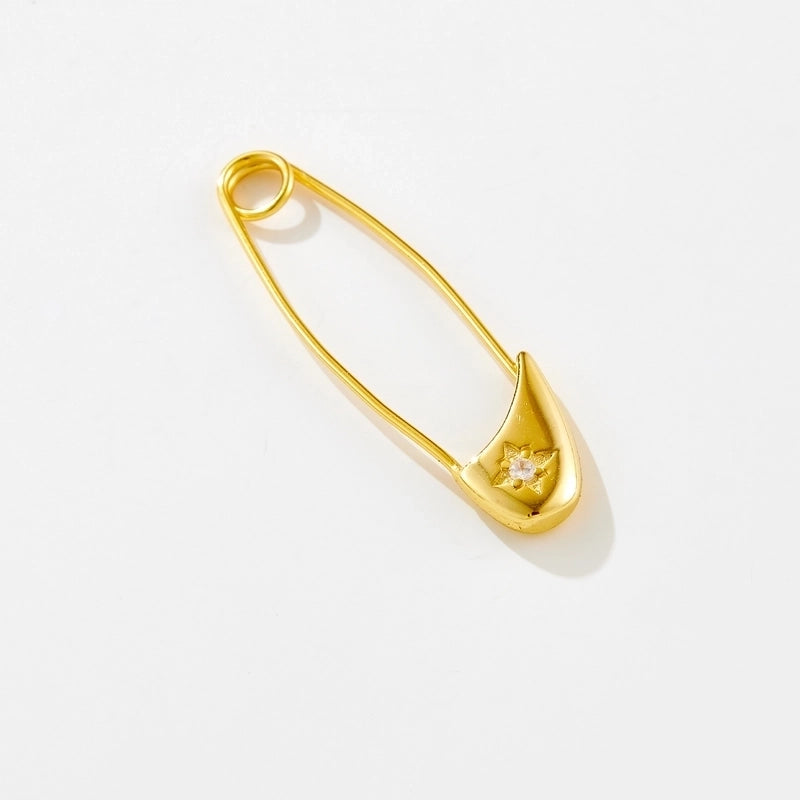 1 Piece 18K Gold Plated 925 Sterling Silver Zircon Paper Clip Earrings