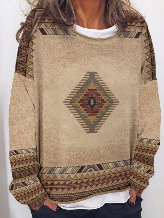 Retro Geometric Print Sweatshirt