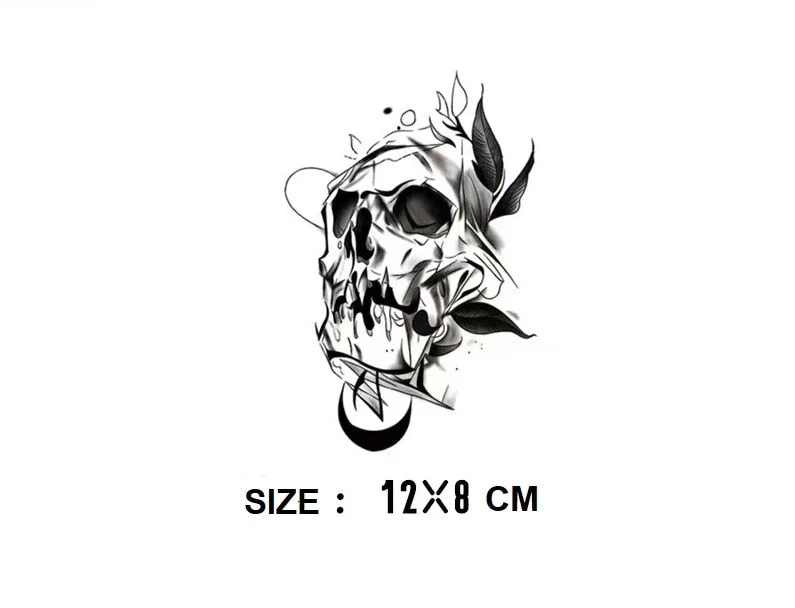Terror Skull Neck Fake Tattoos For Men Fashion Cool Body Temporary Tatto Waterproof Arm Art Flash Decals Tatoo