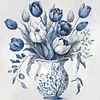 Blue And White Porcelain Flowers - 11CT Counted Cross Stitch - 45*45cm - Flower