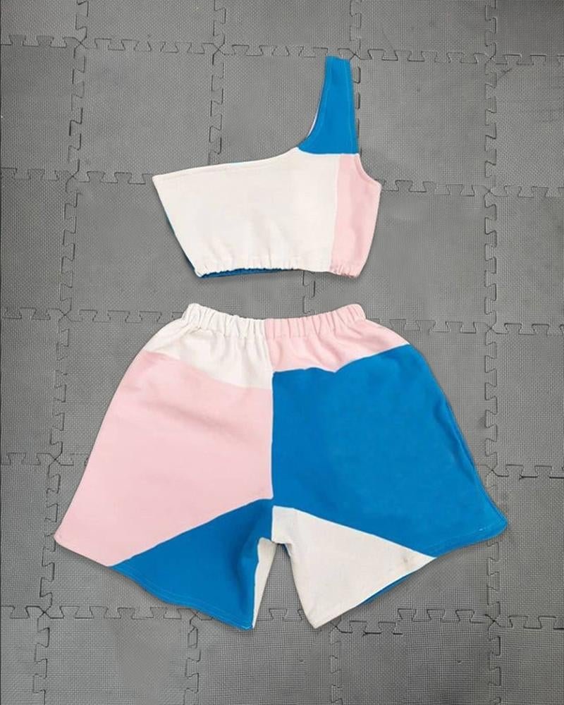 Women's Sporty Patchwork Printed Sets105