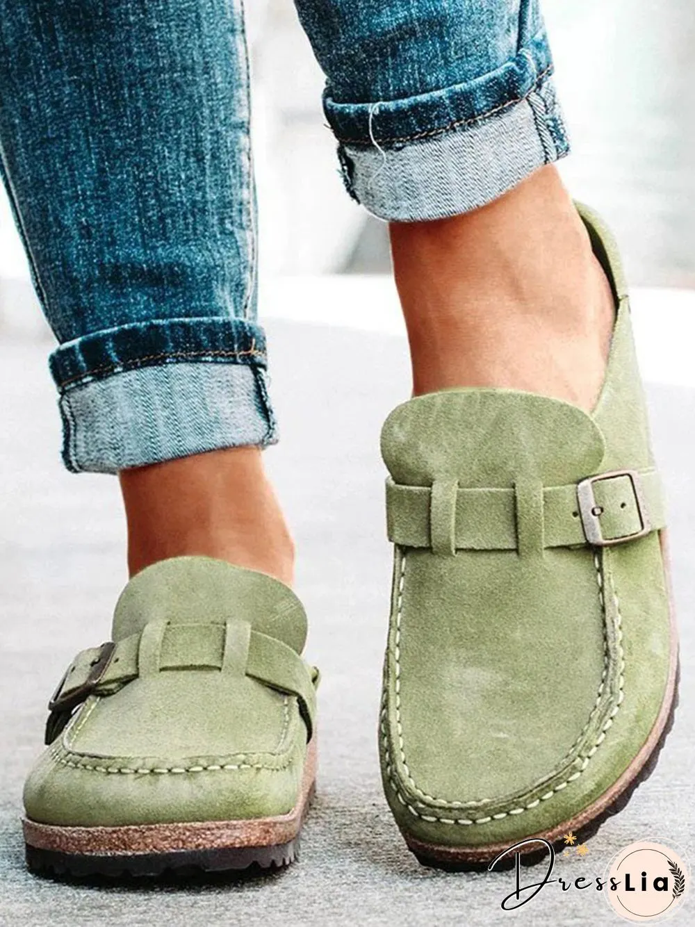 Women Soft Sole Casual Comfy Leather Slip On Sandals