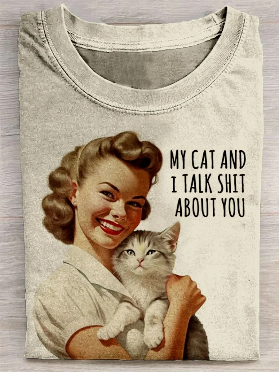 Eagerlys  My Cat and I Talk Shit About You T-shirt Eagerlys
