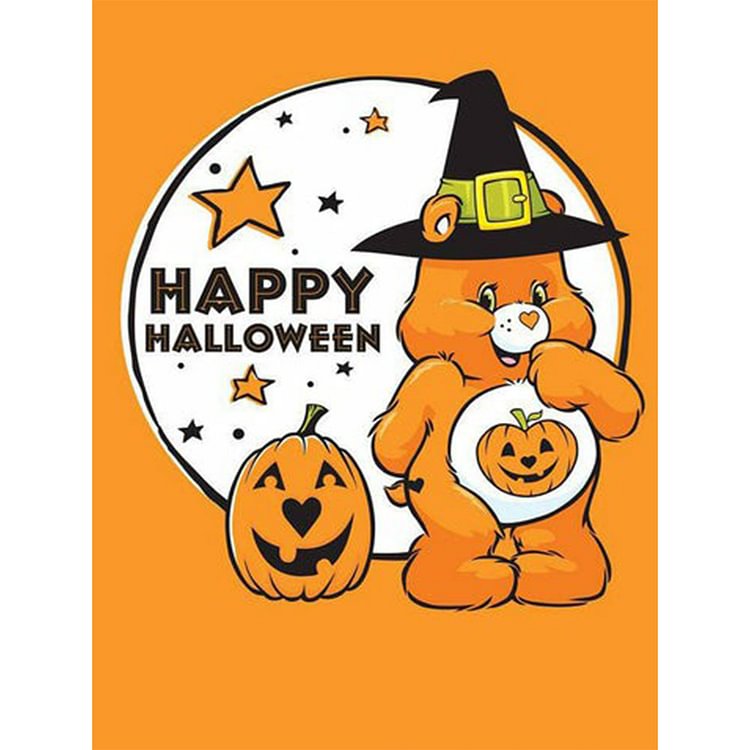 Peinture au diamant - ronde complète - ours d’Halloween