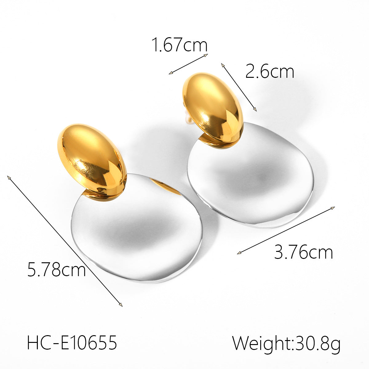 Gold And Silver Color Matching Geometric Stainless Steel Earrings For Women Niche Titanium Steel Earrings