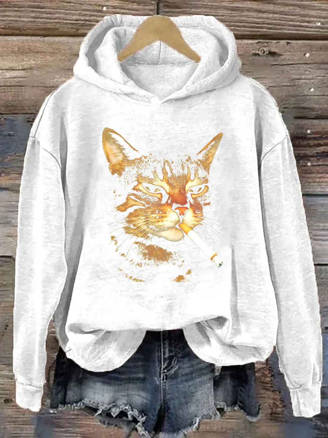 Cat Smoking A Cigarette Hoodie