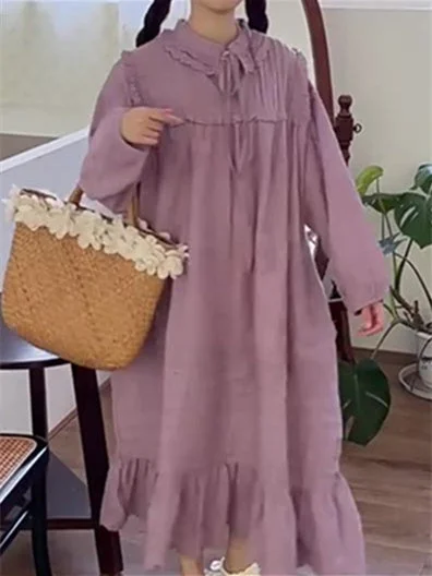 Women's Lace Long Sleeve Scoop Neck Maxi Dress