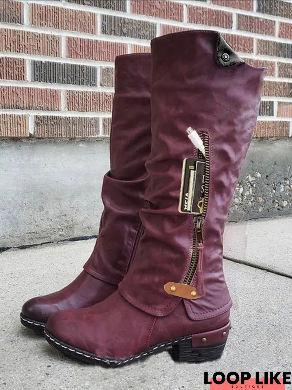 Casual Block Heel Fall Boots