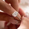 14K White Gold 3.5ct Radiant Cut Lab Diamond Hidden Halo Ring