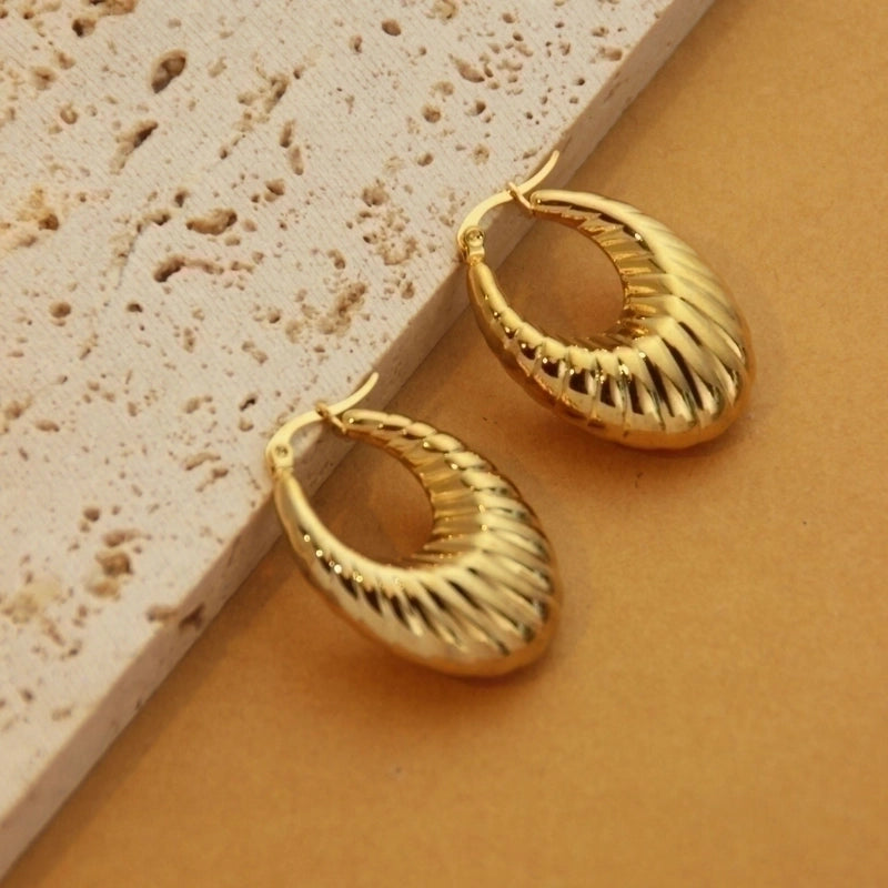1 Pair Retro Minimalist C Shape U Shape Solid Color Plating Titanium Steel 18k Gold Plated Earrings