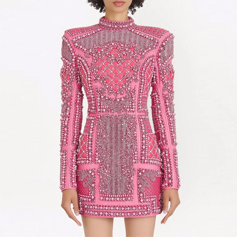 Nigikala Nigikala 2025 New Fashion Heavy Industry Diamond Nail Pearl Relide Relentight Dress Small Dress