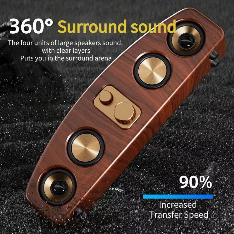 5 0 channel wireless speaker system with subwoofer wireless smart soundbar home theater stereo compatible with tv pc smartphone tablet ideal for parties gaming movies elegant wood grain portable design with low frequency type c and 5 watt and perfect gift for music lovers Product details 1