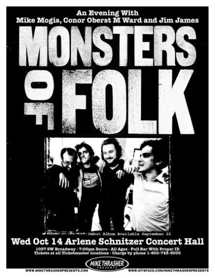 MONSTERS OF FOLK 2009 Gig POSTER Oberst M Ward Portland Oregon Concert